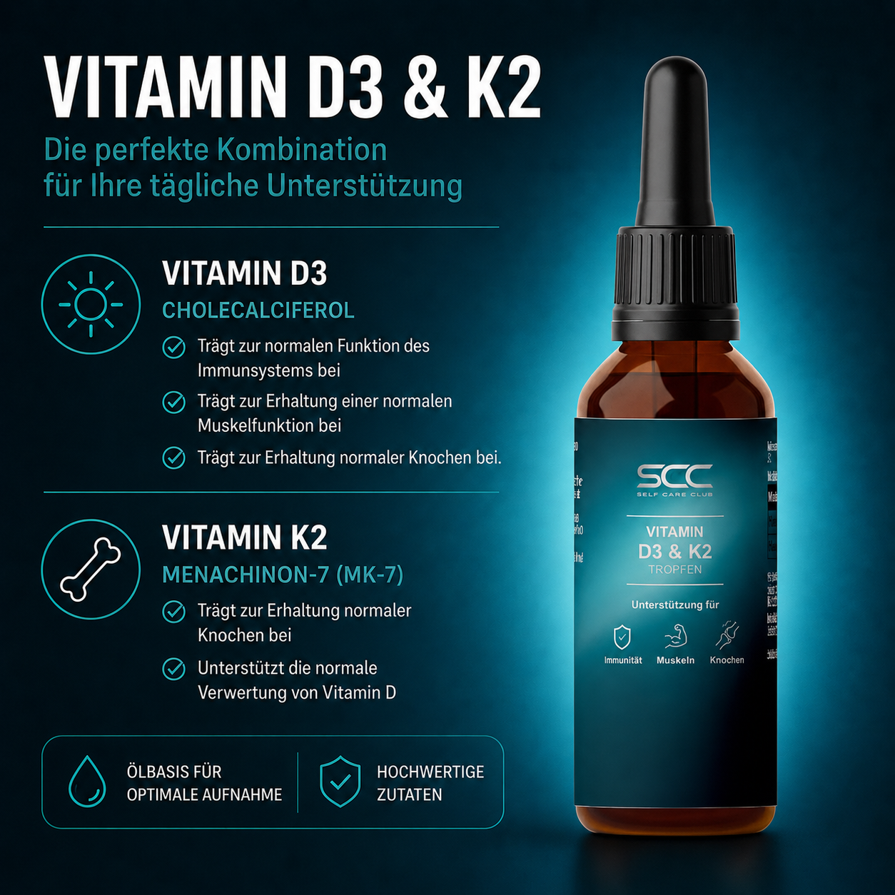 Vitamin D3 + K2 Tropfen